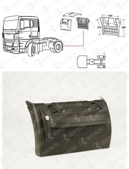 Blatník zadní L/P - zadní díl 690mm MAN TGS,TGX Euro 6