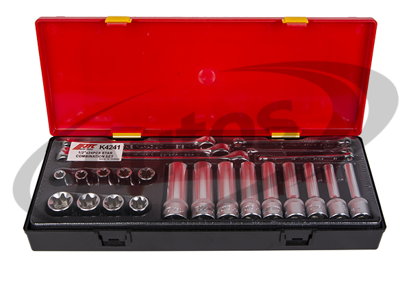 Sada nářadí do vozíku - hlavice nástrčná 1-2" TORX/OP TORX  E10-E24 / E6-E24