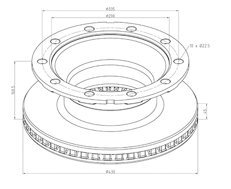 Kotouč brzdový 430x45x168,5 SCHMITZ SCB 9010/9 H43S2