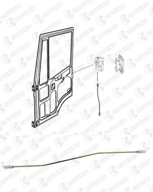 Táhlo zámku dveří P IVECO Tector, E.Cargo, Stralis AS/AT-AD, E.Star, E.Tech, Trakker