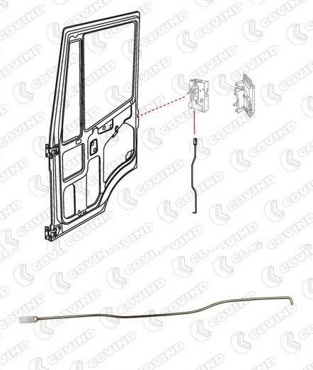 Táhlo zámku dveří L/P IVECO Tector, E.Cargo, Stralis AS/AT-AD, E.Star, E.Tech, Trakker