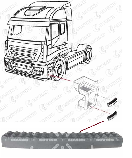 Kryt čela schodu kabiny spodní L IVECO Stralis AS/AD-AT 2007
