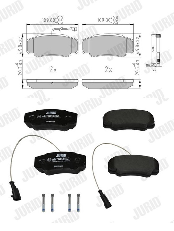 Deska brzdová 23921 Jurid 109x19x50 ZN RVI Maxity, RENAULT Ducato 243/244/245/247 Boxer 2 