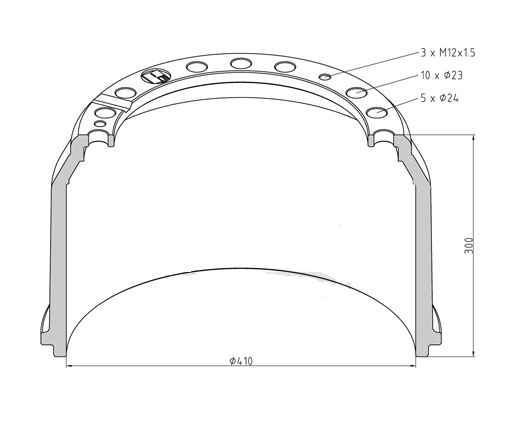 Buben brzdový 410x300 ZN MAN TGA F2000/M2000 L/M2000 M/MAN-BUS EL202/EL222/EL262