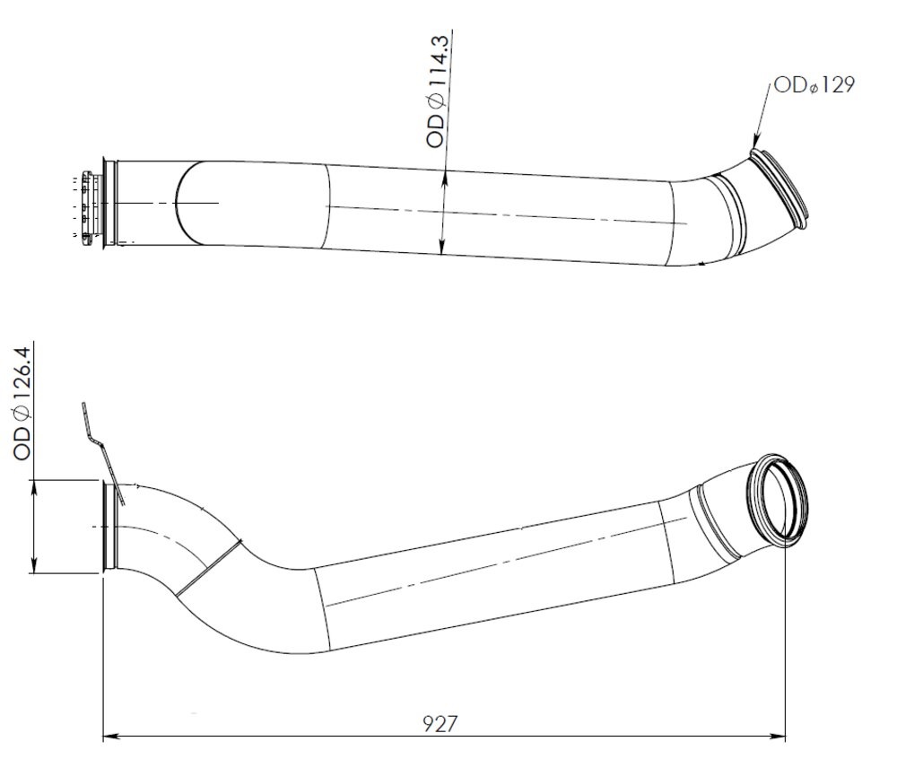 Trubka výfuku zadní 927mm SCANIA P,G,R,T DC13.05-DC13.121 od 04.2004