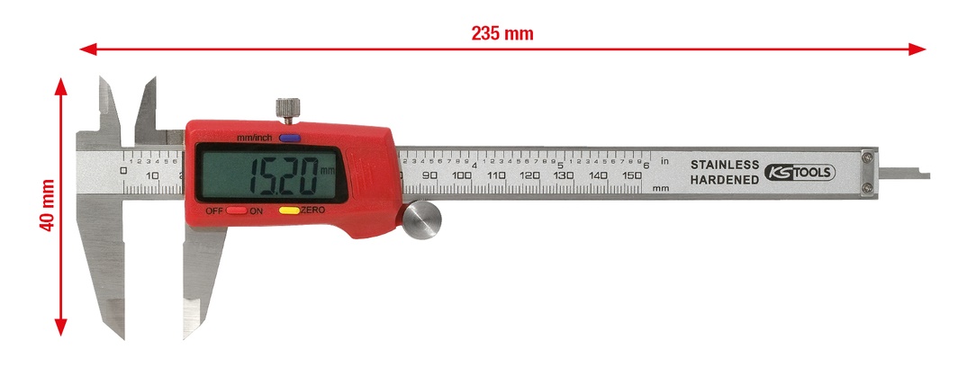 Měřidlo posuvné digitální 0-150mm, nerez ocel s pouzdrem KS TOOLS