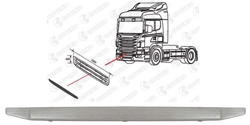Mřížka spodní masky - spodní díl SCANIA P,R,T,G od 2010