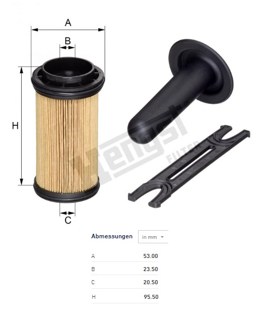 Filtr kapaliny AdBlue E103U D295 DAF CF,LF FA210/410, XF Euro 6, RVI C-serie, IVECO 