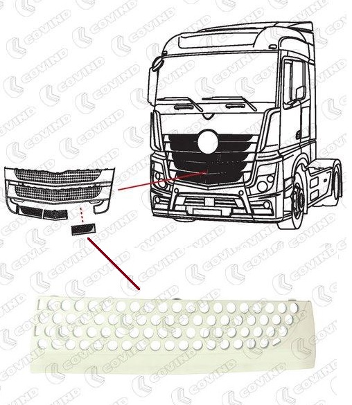 Mříža masky kabiny - spodní L MERCEDES Actros MP4 Classic Space 2/ Stream Space 2/3