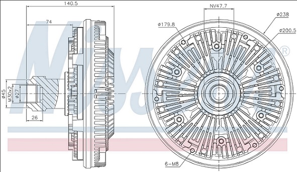 Viskospojka bez ventilátoru pr.238mm RVI Midlum DXi5/7 od 05.2006