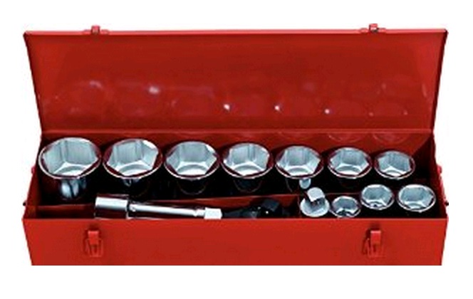 Sada hlavic nástrčných klíčů 1" - 15 ks / 36,41,46,50,55,60,65,70,75,80 mm/