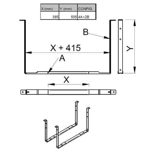 Držák skříně nářadí LAGO Vertigo, Black Dog 800mm - do podlahy