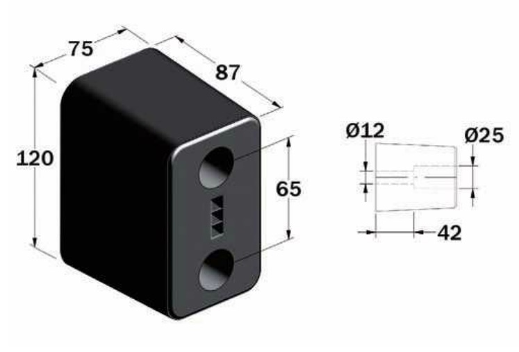 Nárazník - doraz pryžový 120x75x87 přívěs/návěs