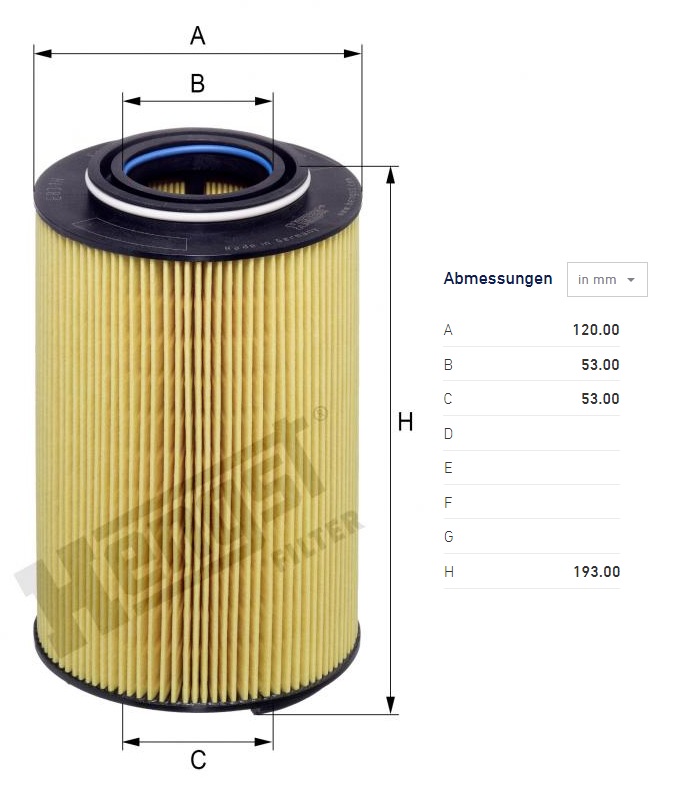 Filtr oleje CLAAS Lexion, MAN TGA,TGS,TGX Euro 6 od 2007, FENDT , NEOPLAN