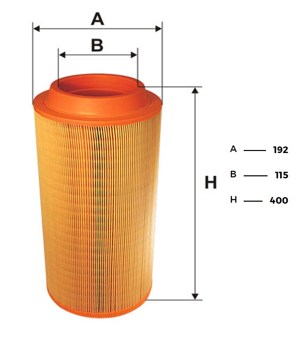 Filtr vzduchu rýpadel JS JCB, kolových rýpadel CAT M315C/M318C/M322C, DEUTZ-FAHR, MASEY