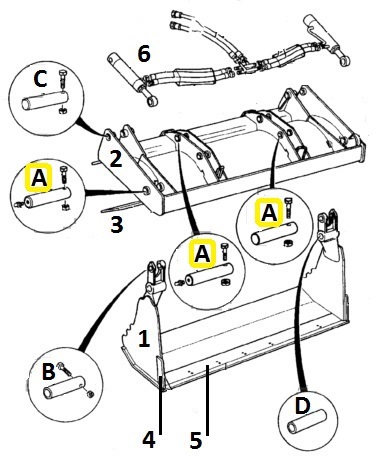 Čep ramene přední lžíce 44,7x219  JCB 3CX 4CX