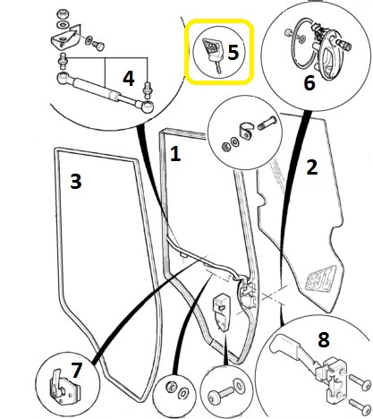 Klíč skřínky spínací,dveří JCB