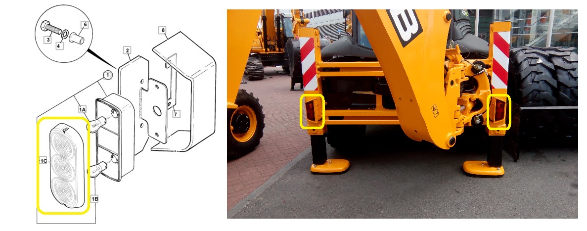 Kryt svítilny zadní JCB