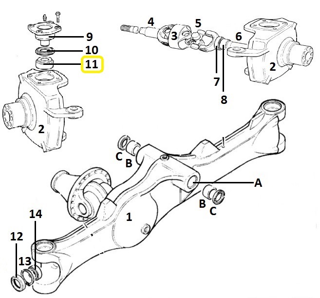 Ložisko otočného čepu teleskopického nakladače JCB 3CX, 4CX