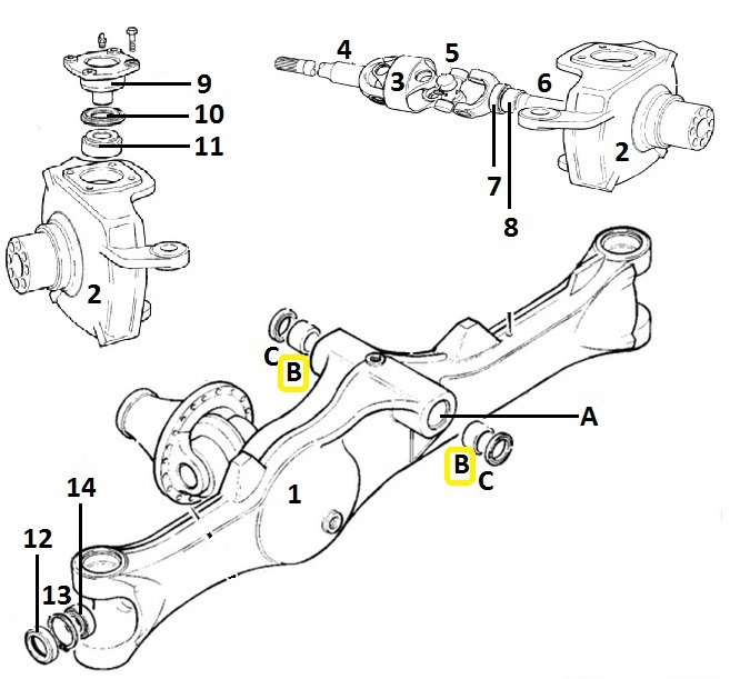 Pouzdro čepu nápravy 50,9x60x64 teleskopického nakladače JCB 3CX, 4CX (do 432573) 02.1995 