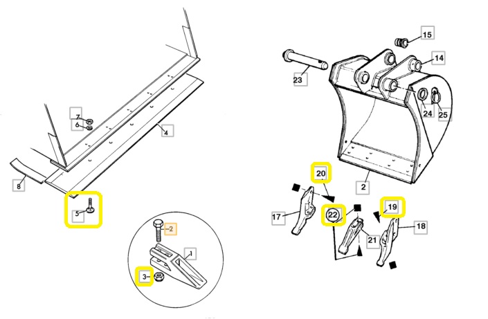 Šroub s matkou 3/4UNFX70MM zubu lžíce JCB 3CX 4CX