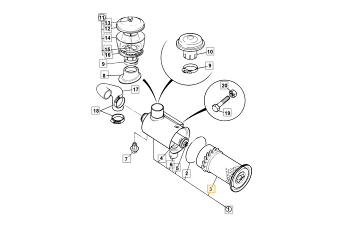 Filtr vzduchu hlavní AA AB, JCB 3CX 4CX, MASSEY FERGUSON
