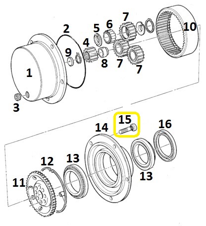 Šroub kolový zadní nápravy JCB 3CX,4CX,stavební stroje