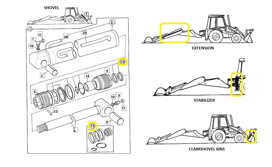 Sada těsnění hydraulického válce 70x40mm JCB 3CX 4CX