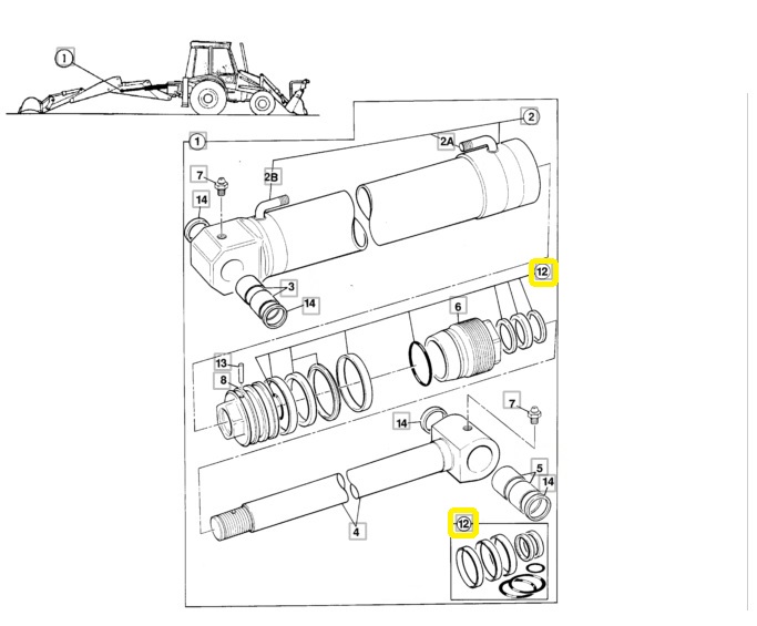 Těsnění hydraulického válce 110x60mm - sada JCB 3CX 4CX
