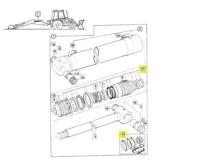 Těsnění hydraulického válce 110x60mm - sada JCB 3CX 4CX