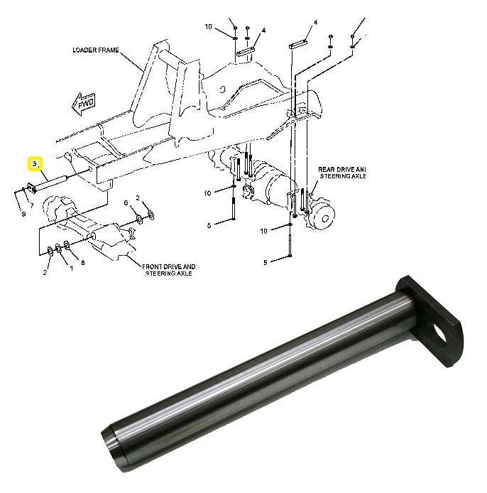 Čep uložení 55x435mm PN CAT 414E, 416E, 420E, 422E, 428E, 430E, 432E, 442E