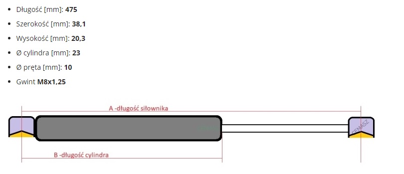 Vzpěra plynová bočních dveří CAT 428 C D1 D2 E