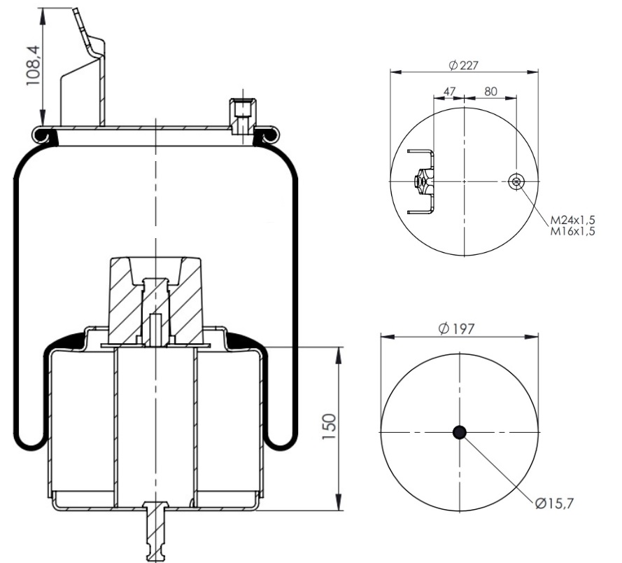 Vlnovec pérování 341857-C ZN železný zvon VOLVO FH,FM