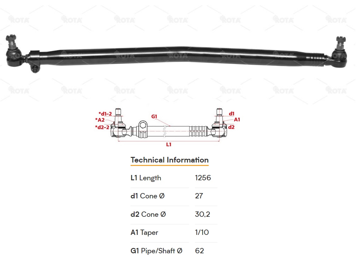 Tyč řízení řídící 1256mm SCANIA 94,114,124,144
