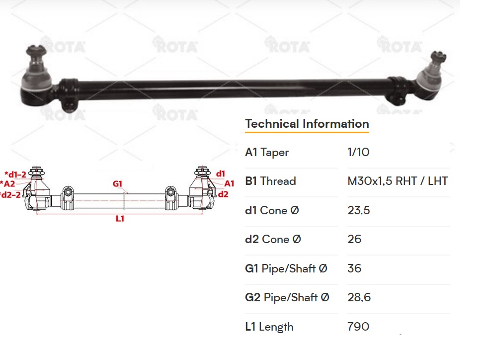 Tyč řízení řídící 831mm DAF 85, 95XF, 75CF, 85CF od 02.1998