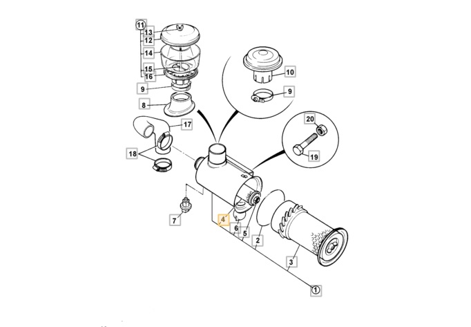 Filtr vzduchu vnitřní AA AB, JCB 3CX 4CX, MASSEY FERGUSON