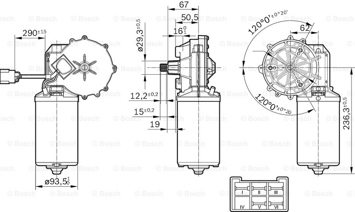Motorek stěrače 24V/39W DAF, IVECO 623/637/638/639, MERCEDES O500, SETRA