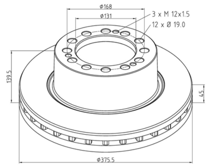 Kotouč brzdový 375,5x45x139,5 SAF SKRB 9019W 19,5"