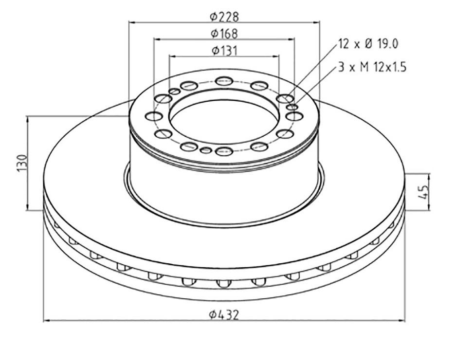Kotouč brzdový 432x45x130 PN MAN TGA,TGS,TGX,TGM, M2000, E2000, L2000, F2000