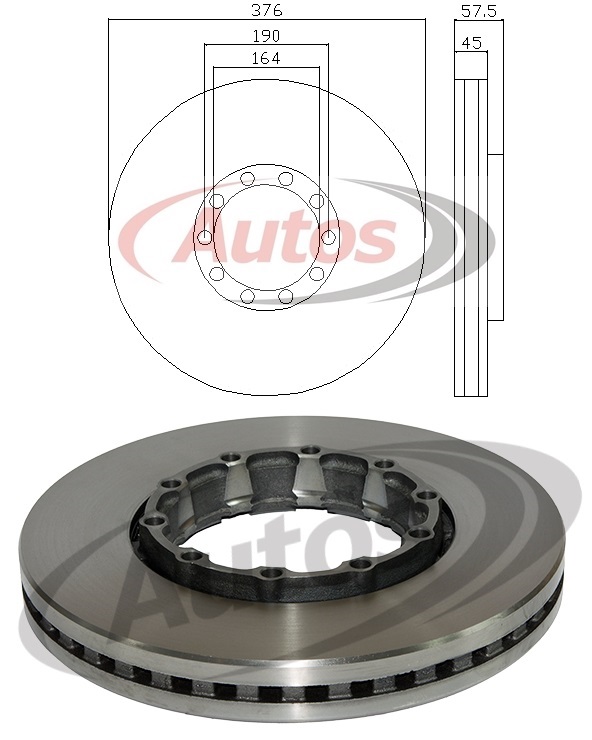 Kotouč brzdový 376x45x57,5 SAF SKRB 9019KI Integral, 9019WI Integral 19,5"