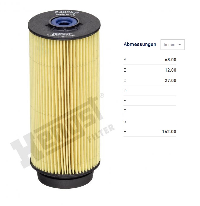 Filtr paliva IVECO Daily od 07/2011, MITSUBISHI Fuso Canter IX od 04.2012