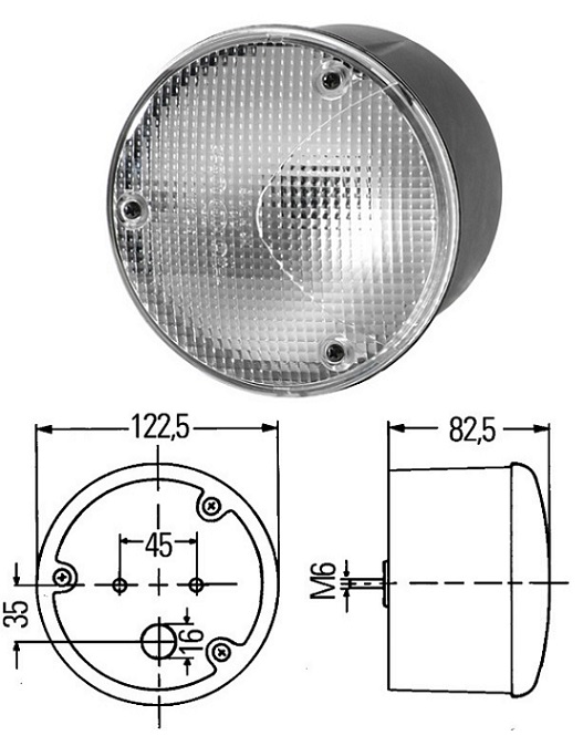 Svítilna zpátečky 12V/24V ADR/GGVS pr.122,5mm 