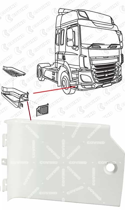 Kryt spodního schodu kabiny P DAF XF106, CF6 Euro 6