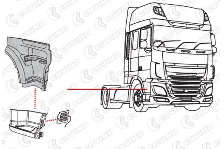 Držák - šachta schodu kabiny horní P DAF XF106 Euro 6 od 2012, XF E6 od 2017