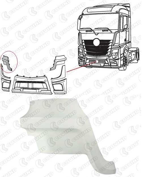 Kryt hlavního světlometu MERCEDES Actros MP4 Big Space