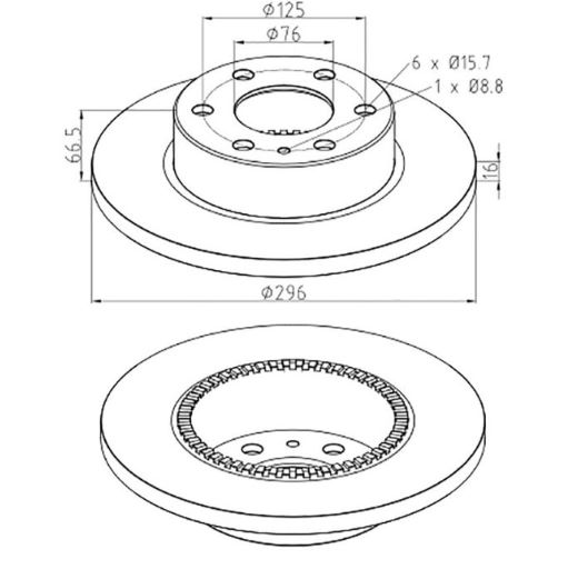 Kotouč brzdový 296x16x66,5 ZN IVECO Daily IV/ V