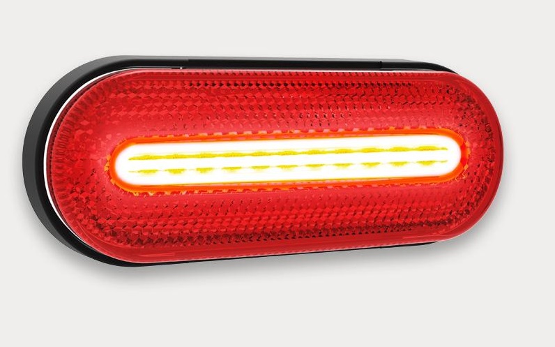 Svítilna poziční 12V/36V FT-070C LED červená, oválná s odrazkou a kabelem 0,5m