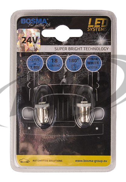 Žárovka 24V BA9S LED bílá - sada 2ks