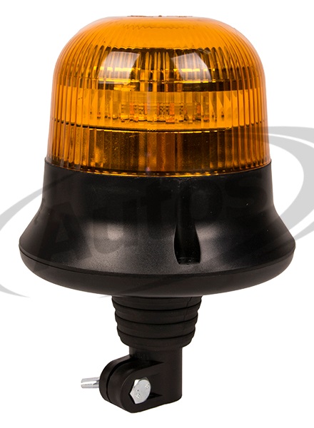 Maják výstražný jednozábleskový12V/24V LED MINI oranžový na trubku, s kloubem