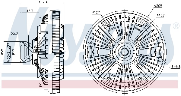 Viskospojka bez ventilátoru pr.205mm DAF CF65 od 05.2006, LF45, LF55 od 01.2001